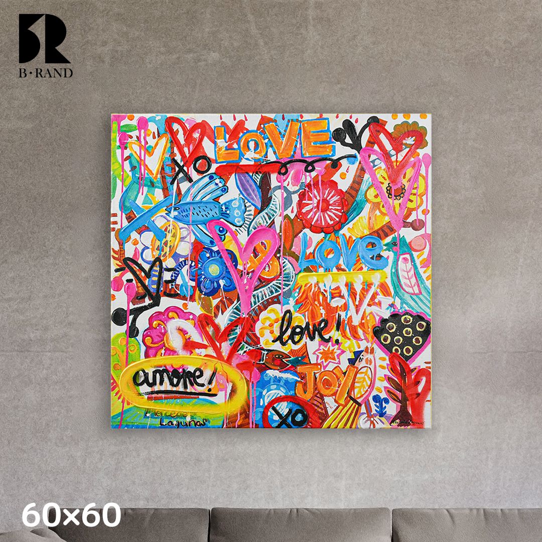 キャンバスアート 手描き 60x60cm アート カラフル かっこいい 絵 かわいい アートパネル ポスター 壁 壁掛け おしゃれ キャンバス かわいい ギフト プレゼント 店舗 新築 オフィス 玄関 サロン カフェ バー クリニック モダン パネル ポップ アスクイン ASK IN ケイオス