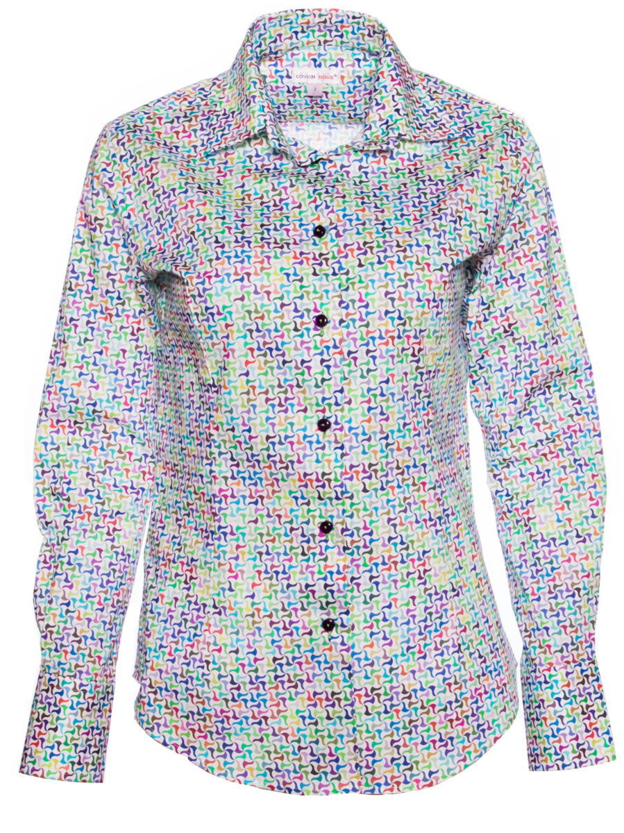 フランス 柄シャツ ブラウス レディース 総柄 シャツ マルチカラー カラフル トップス アート l01ad1858multigのサムネイル