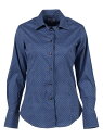 フランス 柄シャツ シャツ レディース ブラウス ストレッチ トップス カジュアルシャツ 長袖 春 夏 秋 冬 20代 30代 40代 50代 60代 オシャレ かわいい ミセス アート プリント レトロ Coton Doux コトンドゥ マイクロ ジオメトリック柄 ブルー レトロ 柄 l22ad2353