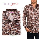 メンズ シャツ 長袖 【夏も快適】フランス ポプリンシャツ 柄シャツ 大人 きれいめ セレブ レトロ プリント 総柄 カジュアルシャツ ドレスシャツ ストレッチ ノーアイロン おしゃれ 高級 派手 ゾウ アニマル イタリア ヨーロッパ Coton Doux コトンドゥ m01ad1823elephant