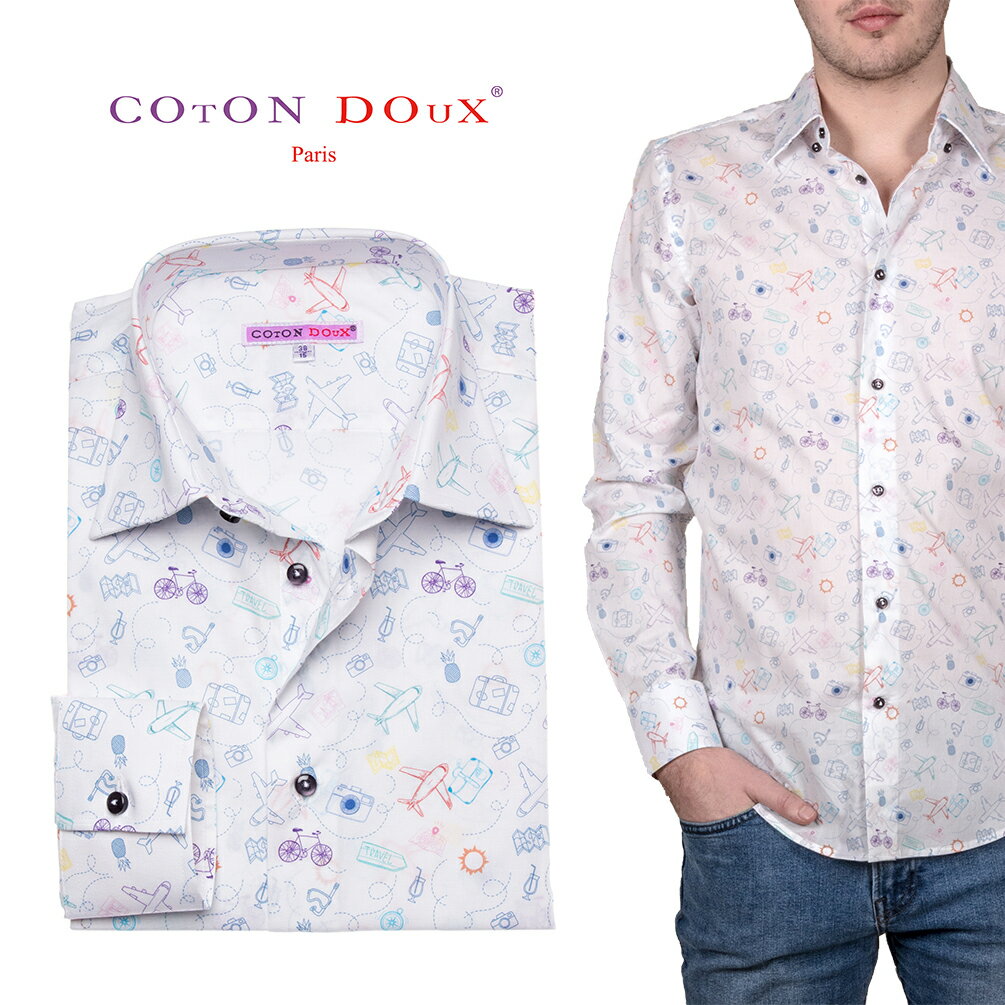 メンズ シャツ 長袖 柄シャツ 大人 きれいめ セレブ レトロ 旅行 プリント 総柄 カラフル デザインシャツ カジュアルシャツ ドレスシャツ ストレッチ ノー...