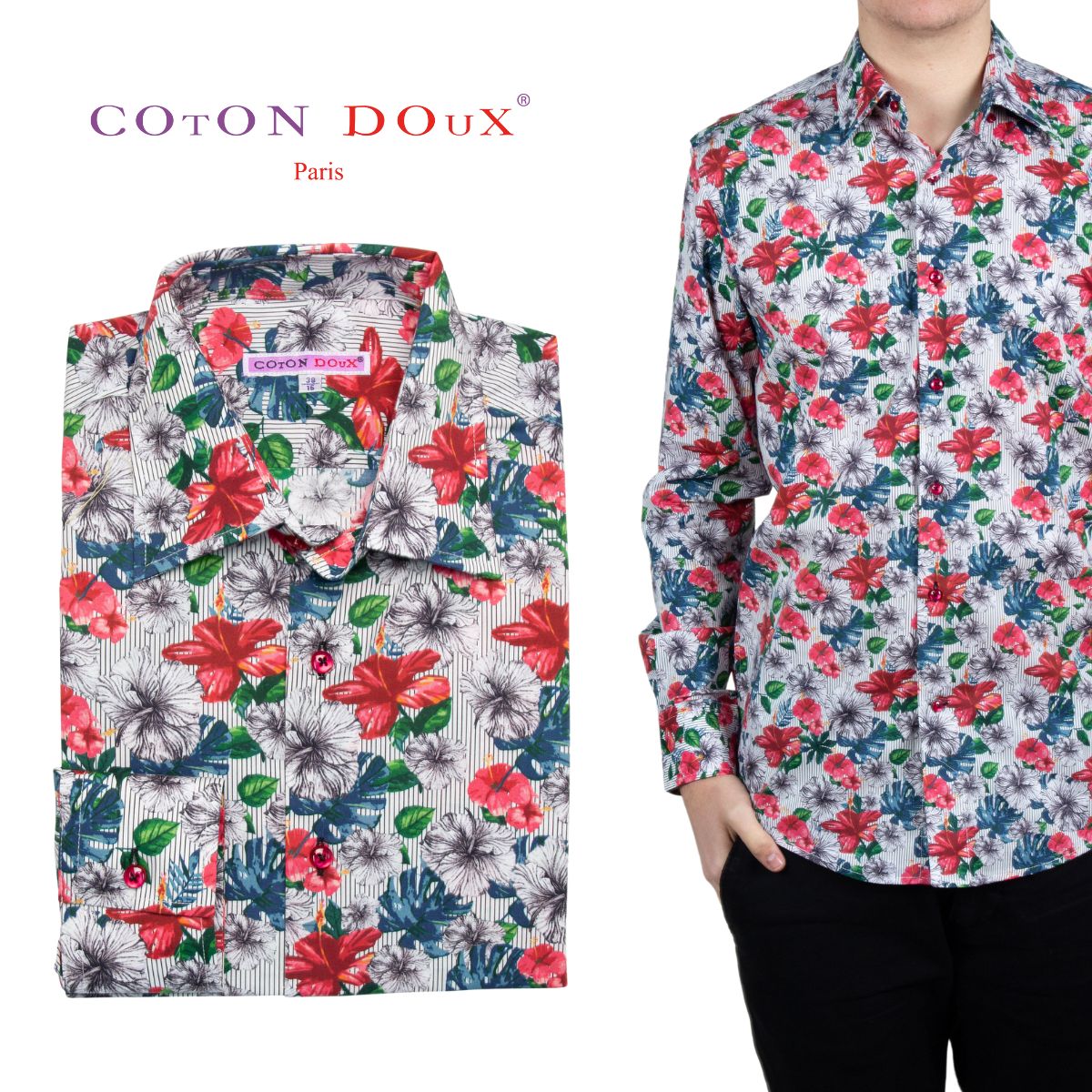 花柄 シャツ メンズ 長袖 柄シャツ 柄物 トロピカル フランス イタリア 大人 きれいめ セレブ プリント 総柄 カラフル デザインシャツ カジュアルシャツ ...