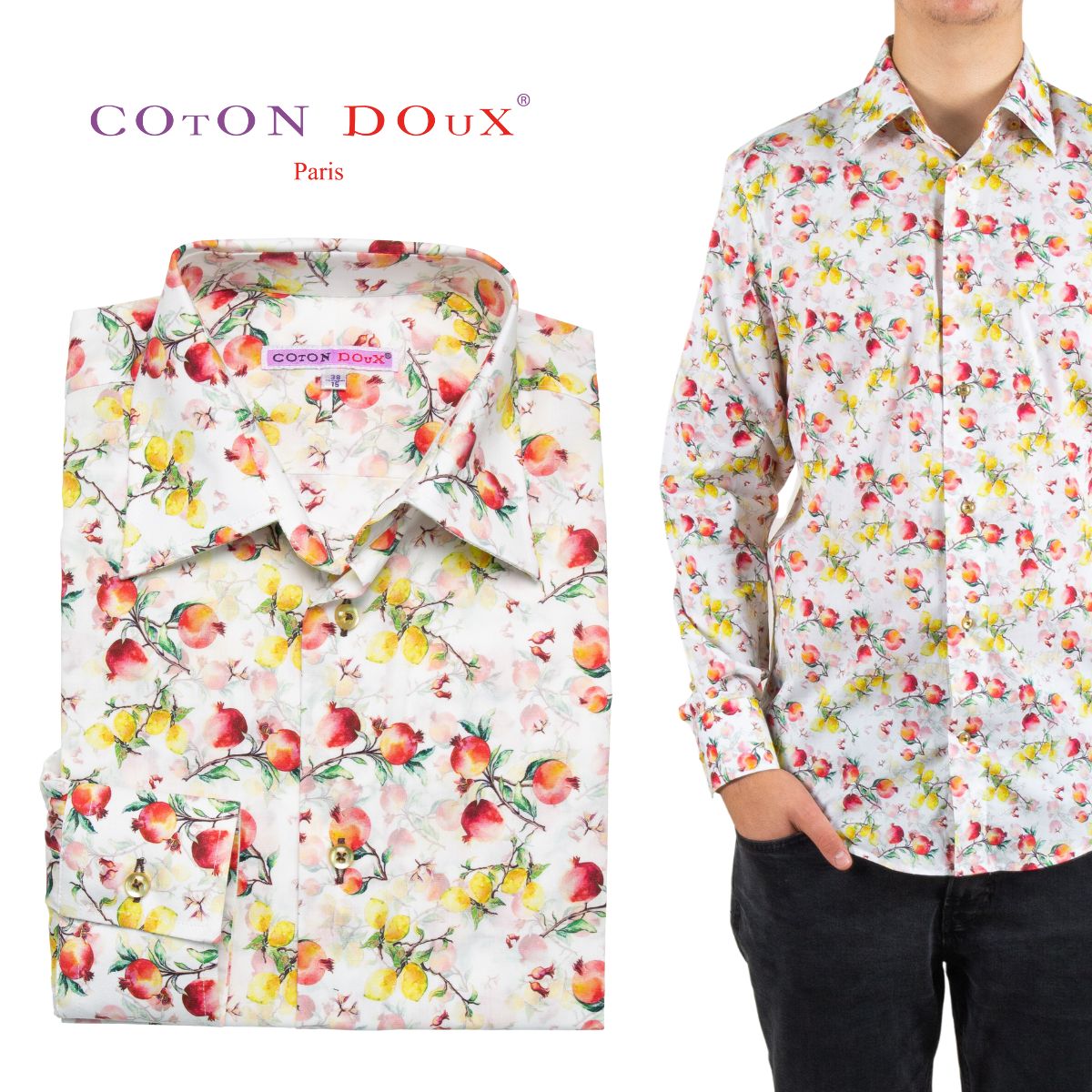 フランス ポプリンシャツ メンズ シャツ 長袖 花柄 柄シャツ 大人 きれいめ セレブ レトロ レトロ 総柄 カラフル カジュアルシャツ ドレスシャツ ストレッ...