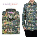 シャツ メンズ 長袖 柄シャツ 花柄 多肉植物 サボテン フランス イタリア きれいめ セレブ レトロ プリント 総柄 カラフル デザイン カジュアルシャツ ドレスシャツ ストレッチ おしゃれ 高級 派手 20代 30代 40代 50代 60代 Coton Doux コトンドゥ m32ad2527