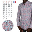 柄シャツ メンズ 長袖 シャツ 柄物 派手 フランス イタリア ブランド カジュアルシャツ 総柄 ドレスシャツ デザインシャツ 大人 きれいめ セレブ ファッション レトロ プリント カラフル お洒落 おしゃれ ノーアイロン Coton Doux コトンドゥ m42ad2747