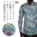 蝶々 蝶 昆虫柄 柄シャツ メンズ 長袖 シャツ 柄物 派手 フランス イタリア ブランド カジュアルシャツ 総柄 ドレスシャツ デザインシャツ 大人 きれいめ セレブ ファッション レトロ プリント カラフル お洒落 おしゃれ Coton Doux コトンドゥ m42ad2761