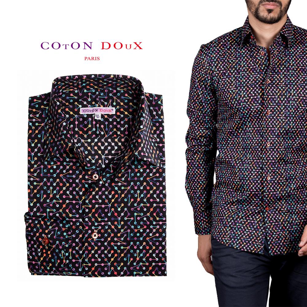 【秋のお出掛けに】フランス ポプリンシャツ 柄シャツ メンズ 長袖 カジュアルシャツ 大人 ドレスシャツ パーティー イタリア メンズセレブ お洒落 可愛い ギ...