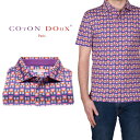 ポロシャツ メンズ 半袖 フランス イタリア 幾何学模様 ジオメトリック柄 ゴルフコンペ 賞品 ピンク パープル 派手 柄シャツ CotonDoux(コトンドゥ...