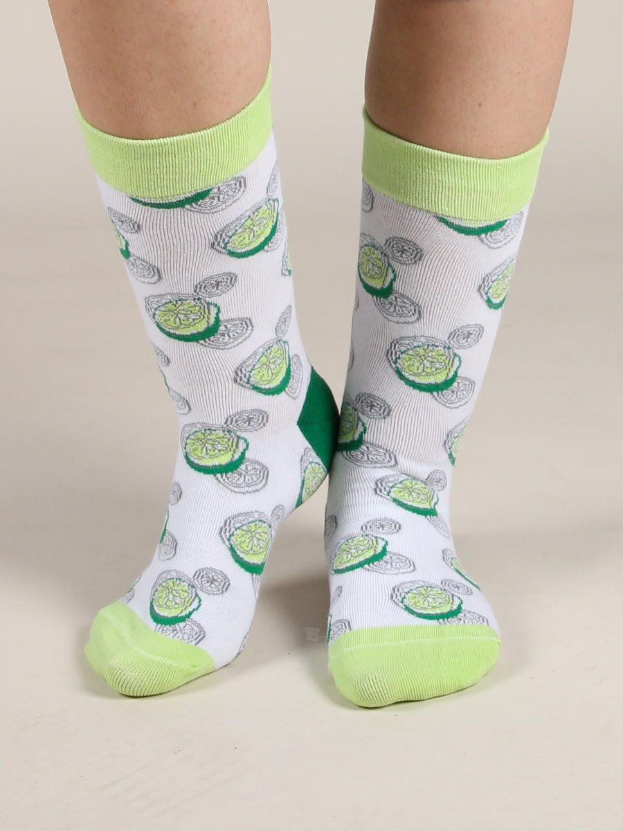 ソックス 靴下 くつした メンズ レディース 柄 ポップ 可愛い オシャレ お洒落 かわいい ライム グリーン CotonDoux（コトンドゥ） s22540