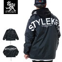 STYLEKEY(スタイルキー) コーチジャケット SCALE COACH JACKET(SK20FW-JK01) 特大 ロゴ バックプリント ボックス 刺繍 アウター ブルゾン ジャンパー メンズ レディース ファッション ストリート系 B系 ヒップホップ ロック バイカー アメリカン