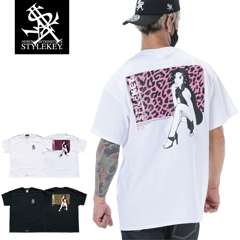 ★最終売り尽くし★STYLEKEY スタイルキー 半袖Tシャツ COMIC S/S TEE(SK22SP-SS08) コミック 漫画 表紙 女性 イラスト ヒョウ柄 ロゴ ワンポイント ヒップホップ B系 ストリート系 レゲエ スケーター ダンサー ロック DJ バンド 半T プリント 大きいサイズ