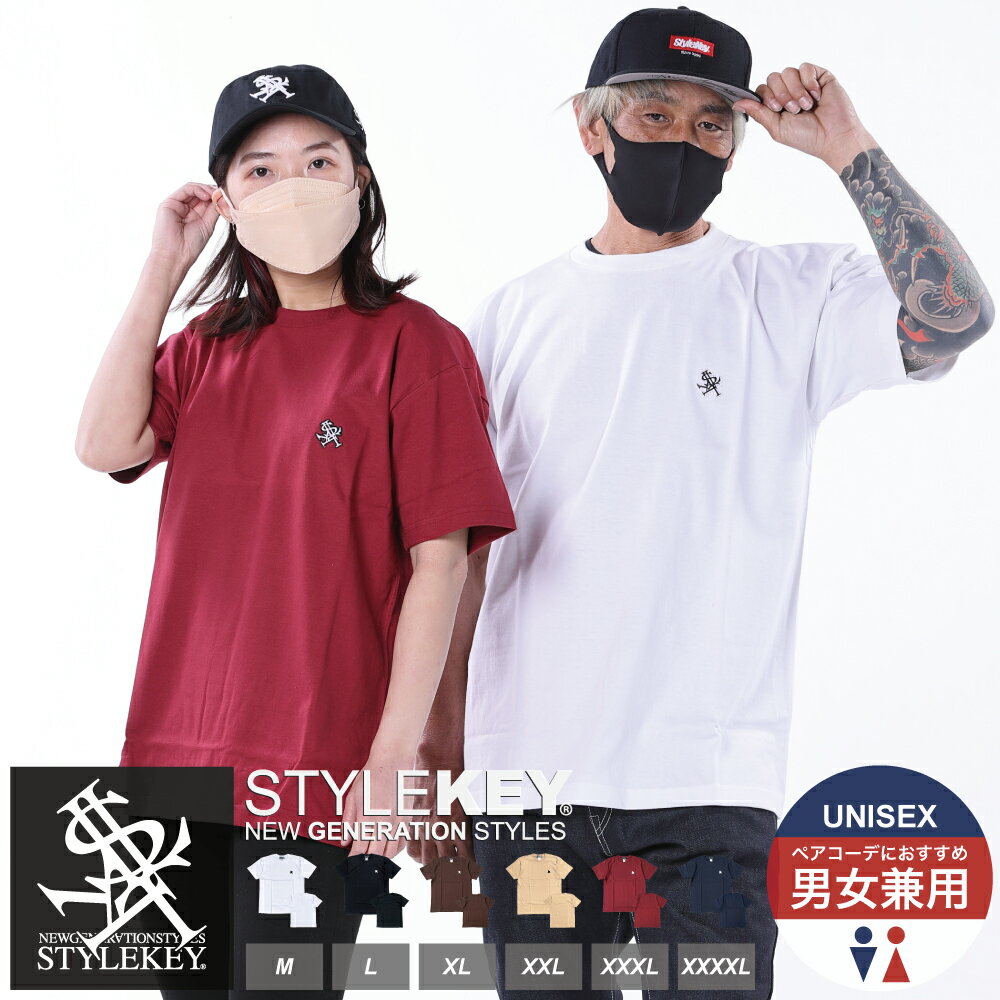 STYLEKEY(スタイルキー) 半袖Tシャツ ROYAL POINT S/S TEE(SK23SU-SS02) メンズ ユニセックス レディース ファッション 男女兼用 B系 ストリート ロック バンド 定番 ロイヤル ロゴ ワンポイント 刺繍 ワッペン 大きいサイズ ビッグサイズ 3L 4L 5L 3XL 4XL