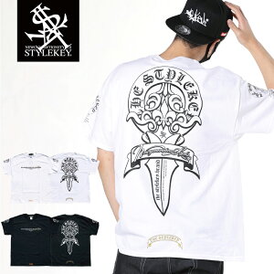 【SALE 40%OFF】STYLEKEY スタイルキー 半袖Tシャツ DAGGER S/S TEE(SK22SU-SS07) ダガー ワイルド バイカー アメリカン バックプリント ロゴ ゴールド 金 プリント ヒップホップ B系 ストリート系 レゲエ スケーター ダンサー ロック バンド ショートスリーブ 大きいサイズ