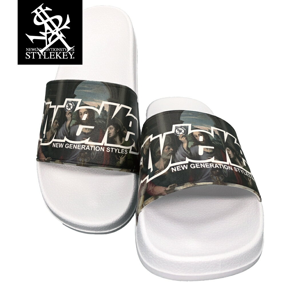 ★最終売り尽くし★【SALE 71%OFF】STYLEKEY(スタイルキー) シャワーサンダル LAST SUPPER SHOWER SANDAL(SK99AL-SSD02) ストリート系 ヒップホップ レゲエ ロック バンド B系 スノーボード B系 メンズ レディース ボーイズ 靴 くつ スリッパ 絵画 最後の晩餐 ホワイト 白