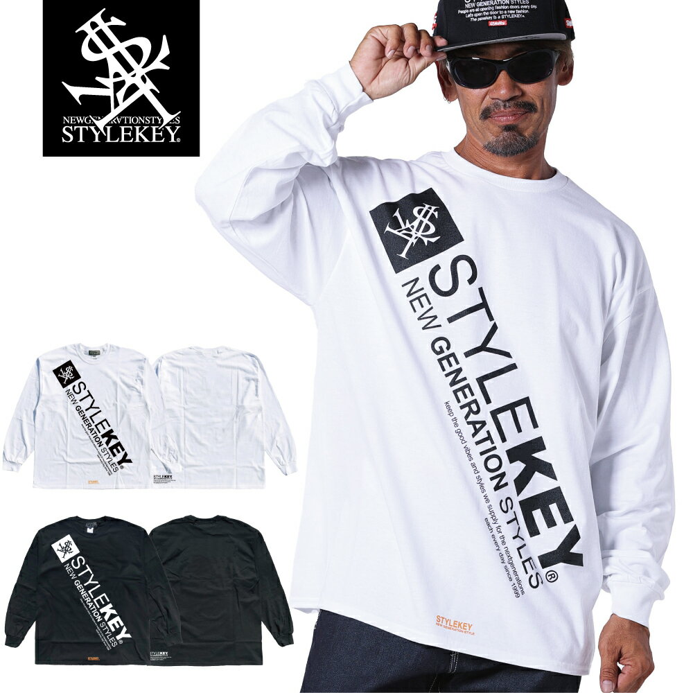 楽天B-BROS Online Store【アウトレット】STYLEKEY（スタイルキー） 長袖Tシャツ DIAGONAL L/S TEE（SK23FW-LS05） ビッグ ロゴ 特大 プリント メンズ レディース ファッション ストリート系 ヒップホップ B系 レゲエ ロック バンド ロンT ロングスリーブ 長T バックプリント 大きいサイズ