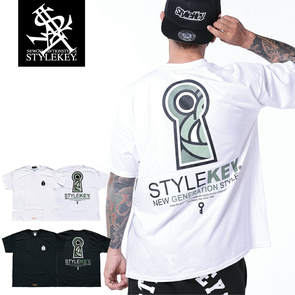 STYLEKEY スタイルキー 半袖Tシャツ KEYHOLE S/S TEE(SK23SU-SS08) 鍵穴 南京錠 キャラクター キーホール ドラちゃん ロゴ バックプリント メンズ ファッション ヒップホップ B系 ストリート系 レゲエ スケーター バイカー DJ ロック バンド 大きいサイズ