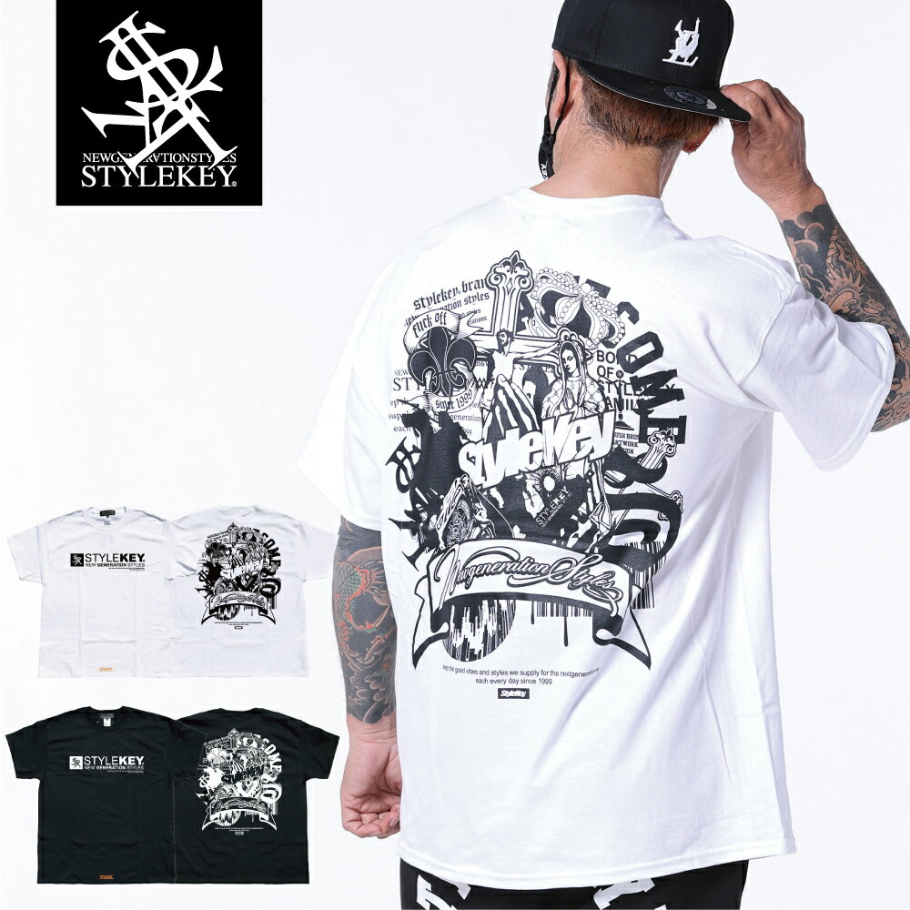 STYLEKEY スタイルキー 半袖Tシャツ CROWD S/S TEE(SK23SU-SS09) ドメスブランド グラフィック デザイン ロゴ バックプリント メンズ ファッション ヒップホップ B系 ストリート系 レゲエ スケーター バイカー DJ ロック バンド 大きいサイズ 4XL XXXL