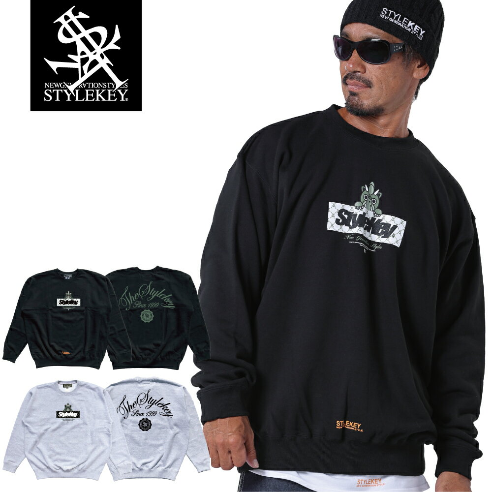 楽天B-BROS Online StoreSTYLEKEY（スタイルキー） クルースウェット DORA-CHAN COLLECTION BOX CREW SWEAT（SK24FW-SWC01） ボックスロゴ ドラちゃん モノグラム ドラゴン ロゴ キャラクター バックプリント トレーナー メンズ ファッション ストリート系 ヒップホップ B系