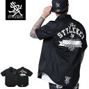 STYLEKEY スタイルキー 半袖ワークシャツ APPROACH S/S WORK SHIRT(SK24SP-BL02) アーチ ロゴ モノグラム ゴールドプリント 金プリント ヒップホップ B系 ストリート系 レゲエ ロック バンド ブラウス シャツジャケット バックプリント ワンポイント 大きいサイズ 3L 2XL XXL