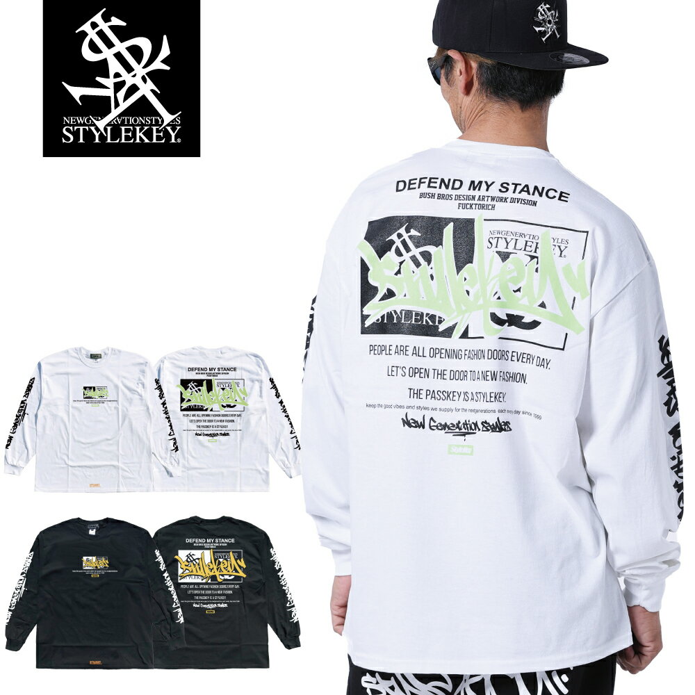 STYLEKEY(スタイルキー) 長袖Tシャツ GATEWAY L/S TEE(SK24SP-LS06) 90年代 エモい ロゴ タギング グラフィック 文字 メンズ レディース ファッション ストリート系 ヒップホップ B系 レゲエ ロック バンド ロンT ロングスリーブ 長T バックプリント 袖プリント 大きいサイズ