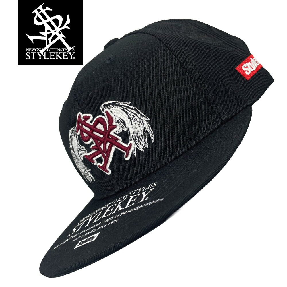 楽天B-BROS Online StoreSTYLEKEY（スタイルキー） スナップバックキャップ ROYAL ANGEL SNAPBACK CAP（SK25SU-CP02） ロゴ ロイヤル 翼 エンジェル 天使 立体 刺繍 つばプリント メンズ レディース ファッション ヒップホップ B系 ストリート系 ベースボールキャップ 西海岸 ウェッサイ ギャング 帽子