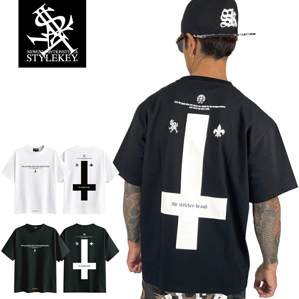 乐天商城 - STYLEKEY スタイルキー 半袖Tシャツ SECRET TEMPLE S/S TEE(SK26C4-SS06) マーク 逆十字 十字架 逆十字架 クロス 神聖 ロゴ バックプリント メンズ レディース ファッション ストリート系 B系 ヒップホップ hiphop アメカジ ダンス バイカー アメリカン 西海岸 大きいサイズ