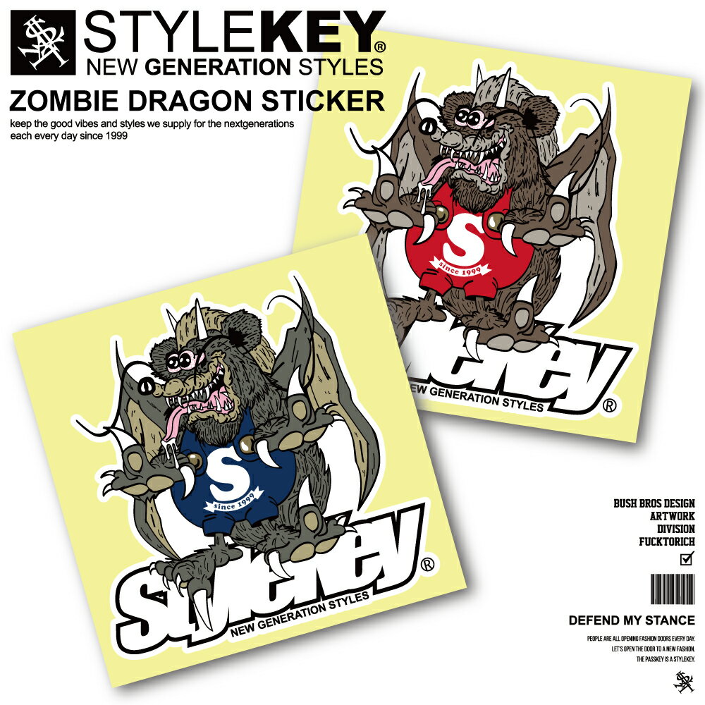 STYLEKEY 륭 ƥå ZOMBIE DRAGON STICKER(SK99-ST02) ȥ꡼ȷ HIPHOP ҥåץۥå 쥲 å Х DJ 󥵡 ܡ Ρܡ BMX B    PPù Х  ꥫ Х إå  Υ٥ƥ