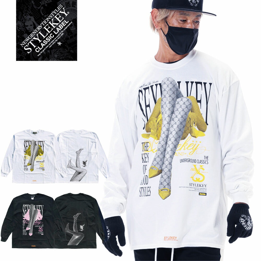 STYLEKEY CLASSIC LABEL(スタイルキー クラシック・レーベル) 長袖Tシャツ FLOWER L/S TEE(SK99CL-LS11) ヒップホップ B系 ストリート系 レゲエ ロック バンド ロンT 長T ロングスリーブ 華 フラワー ロゴ 大きいサイズ ビッグサイズ 3L 4L XXL XXXL