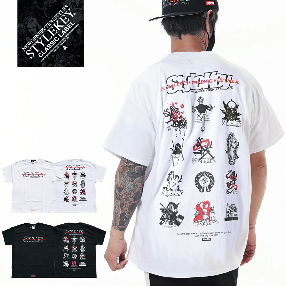 楽天B-BROS Online StoreSTYLEKEY CLASSIC LABEL スタイルキー クラシック・レーベル 半袖Tシャツ GRAPHIC FES S/S TEE（SK99CL-SS21） ロゴ モノグラム バックプリント デザイン メンズ レディース ファッションヒップホップ HIPHOP B系 ストリート系 レゲエ バンドT イベントT フェスT 大きいサイズ