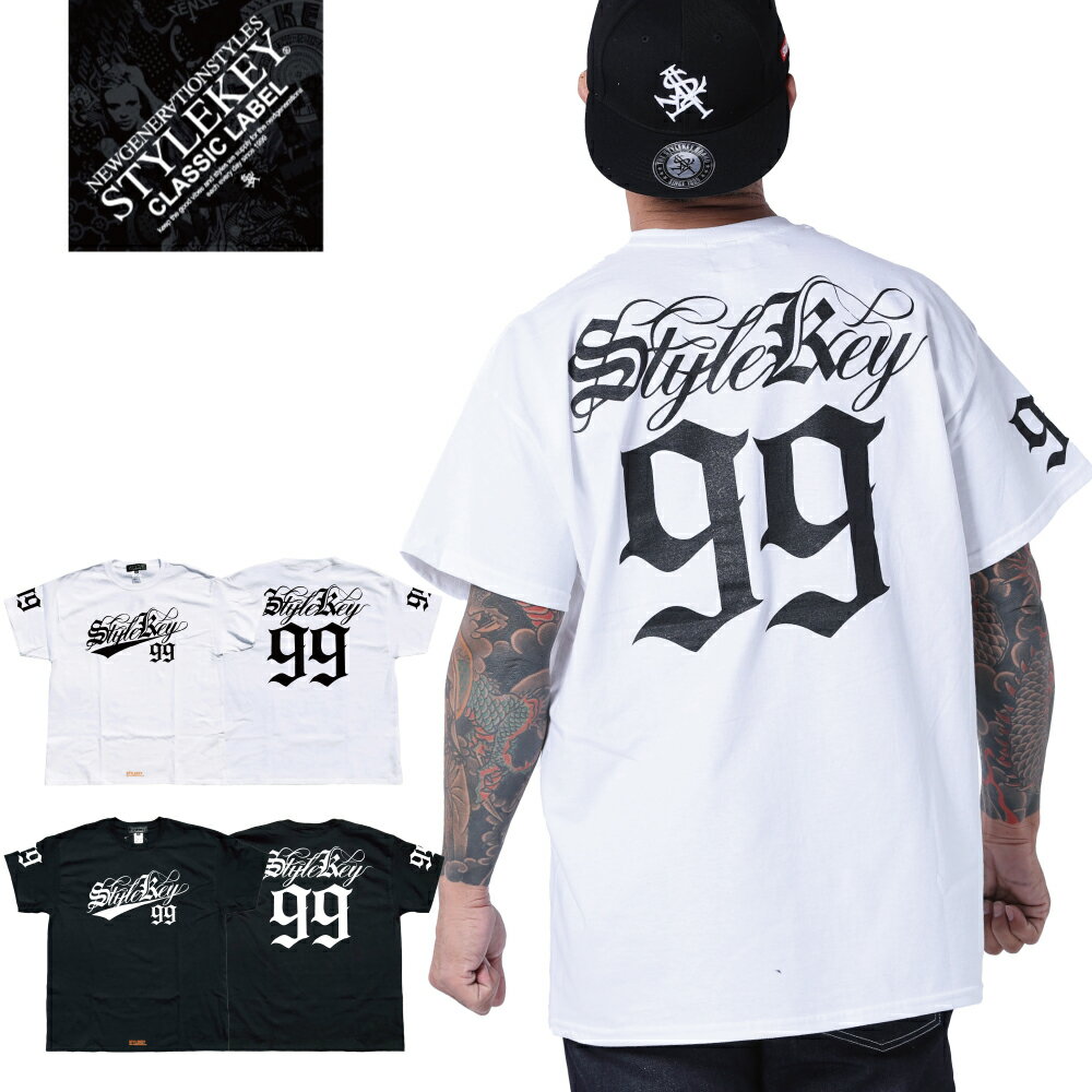 STYLEKEY CLASSIC LABEL スタイルキー クラシック・レーベル 半袖Tシャツ OLD SCRIPT S/S TEE(SK99CL-SS27) ロゴ ナンバリング ウェッサイ 西海岸 ローライダー アメリカン ギャング バックプリント メンズ レディース ファッションヒップホップ B系 ストリート 大きいサイズ