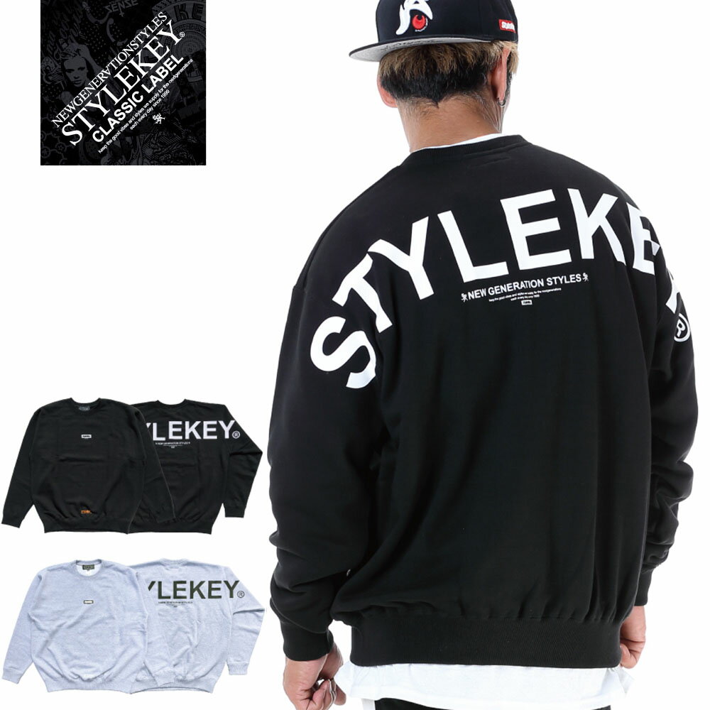 STYLEKEY CLASSIC LABEL(スタイルキー クラシック・レーベル) クルースウェット SCALE CREW SWEAT(SK99CL-SWC01) ビッグロゴ シンプル ワンポイント トレーナー メンズ ファッション ストリート ヒップホップ B系 レゲエ ロック バンド ダンサー dj お洒落 大きいサイズ