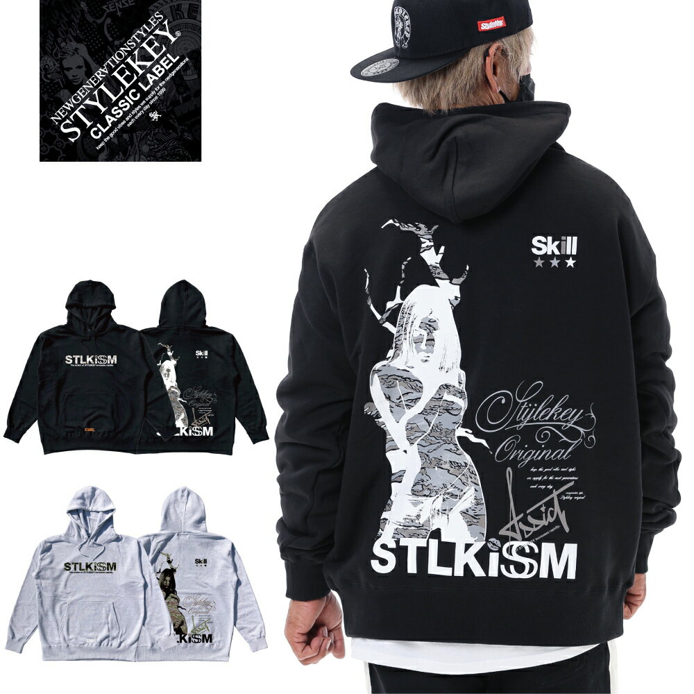 楽天B-BROS Online StoreSTYLEKEY CLASSIC LABEL（スタイルキー クラシック・レーベル） スウェットパーカー STLKISM HOOD SWEAT（SK99CL-SWH14） 自然 女性 融合 カモ ロゴ フード プルオーバー メンズファッション ストリート系 ヒップホップ B系 レゲエ ロック バンド 大きいサイズ 3L 4L XXL XXXL