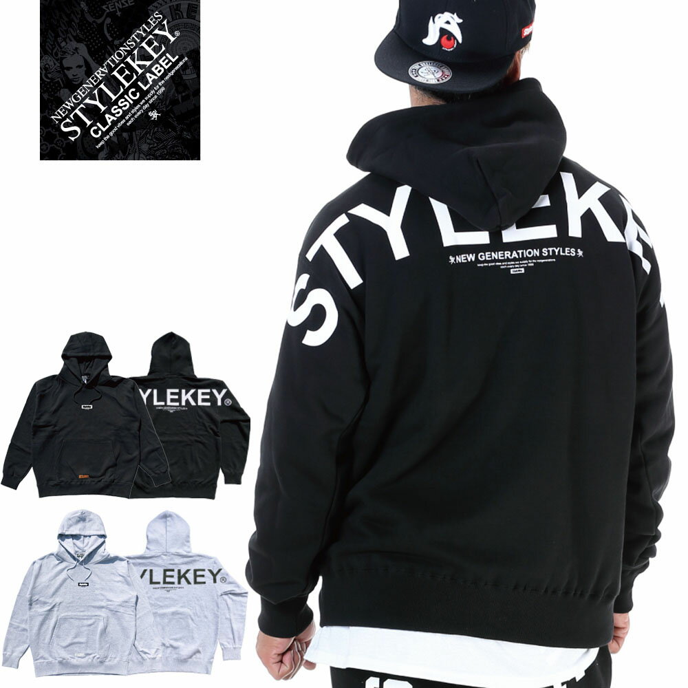 STYLEKEY CLASSIC LABEL(スタイルキー クラシック・レーベル) スウェットパーカー SCALE HOOD SWEAT(SK99CL-SWH20) ビッグロゴ シンプル ワンポイント フード プルオーバー メンズ ファッション ストリート ヒップホップ B系 レゲエ ロック バンド ダンサー dj 大きいサイズ