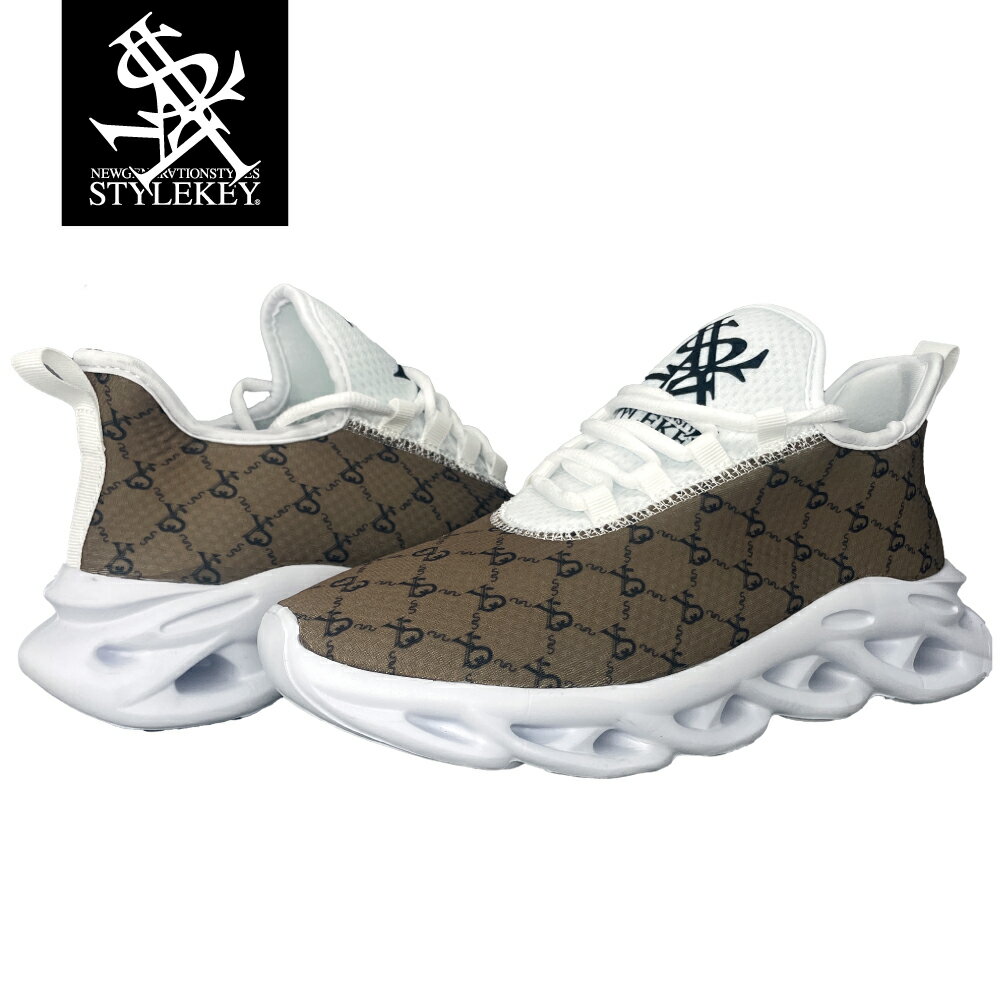 STYLEKEY (スタイルキー) スニーカー XS MONO FUTURE KICKS - BEIGE (SK99ET-SNK07) ロゴ マーク モノグラム ストリート系 B系 ブランド ヒップホップ HIPHOP スリッポン 総柄 靴 シューズ ミドルカット くつ スケーター ダンサー フューチャー キックス 大きいサイズ