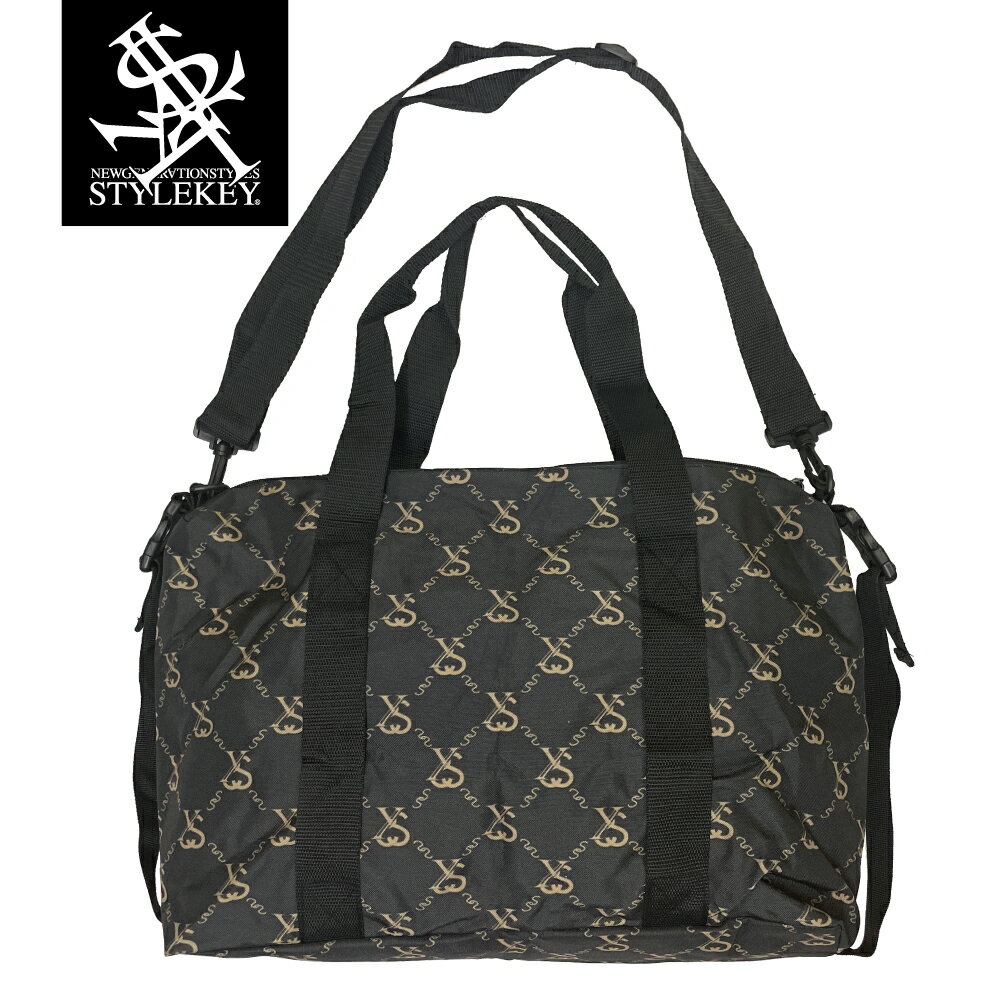 乐天商城 - STYLEKEY (スタイルキー) トラベルバック XS MONO TRAVEL BAG - BLACK (SK99ET-TBG02) ストリート系 B系 ヒップホップ 旅行カバン トートバック ボストンバック 2way ショルダーバック モノグラム 総柄 通勤 通学 旅行 お泊まり 出張 海外旅行 外泊 お洒落 大容量 バック