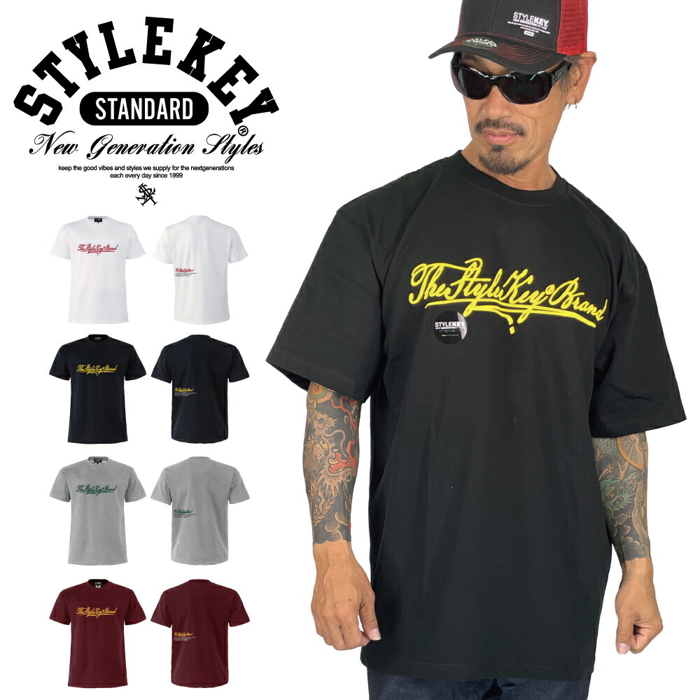 Rakuten - STYLEKEY STANDARD スタイルキー スタンダード 半袖Tシャツ WAX S/S TEE(SK99SD-SS12) メンズ レディース ファッション カジュアル アメカジ ヘビーオンス ヘビーウエイト ストリート系 B系 ヒップホップ 蝋 蝋書 ロウ モルタルプリント ロゴ ワンポイント 手紙 レター