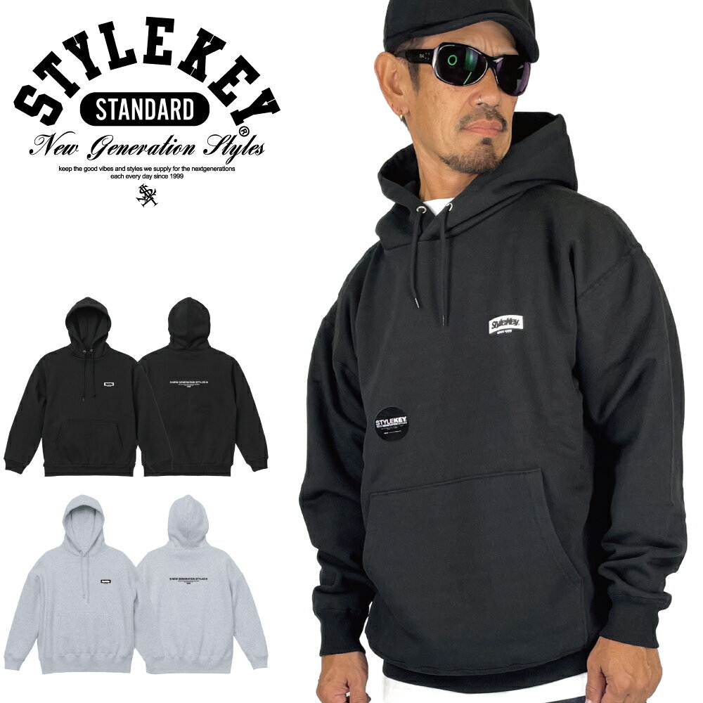 STYLEKEY STANDARD スタイルキー スタンダード スウェットパーカー HALL HOOD SWEAT(SK99SD-SWH04) ロゴ ワンポイント プルオーバー フード付 ストリート系 ファッション ヒップホップ B系 カジュアル アメカジ HIPHOP レゲエ 裏起毛 ヘビーオンス バックプリント シンプル