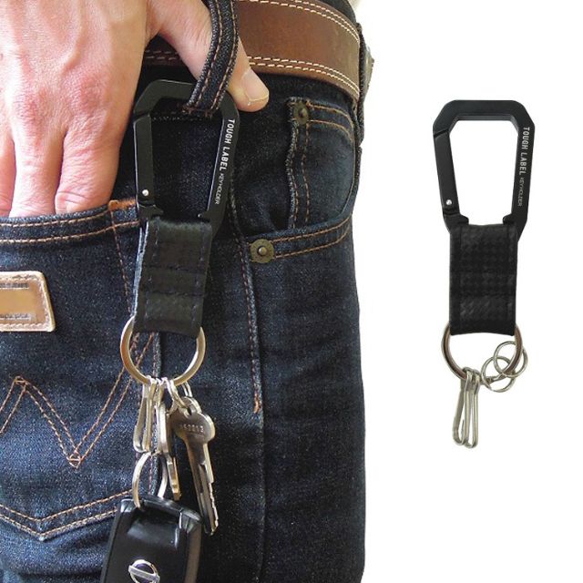 中林製作所 タフレーベルストラップ付S角型カラビナ VEX-211 ( アウトドア キャンプ レジャー 用品 ナ..