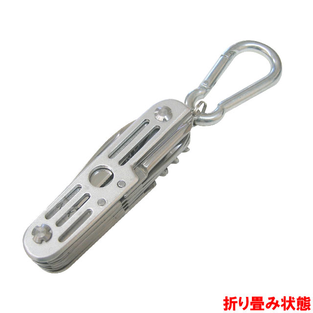 中林製作所 12徳ツールカラビナ付 銀 L-65(メンズ 万能ナイフ ツールナイフ ナイフ ツール マルチツール カラビナ付き アウトドア キャンプ用品 キーホルダー プチ 折りたたみ 折り畳み アウトドアグッズ キャンプグッズ)通販格安セール情報 楽天 通販