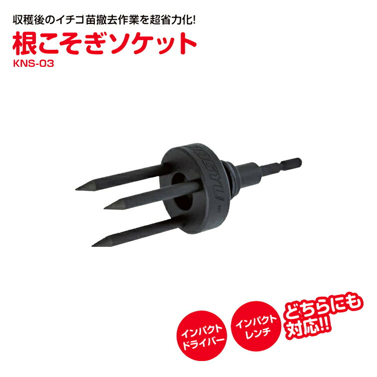 収穫後のイチゴの苗撤去用 ビット交換式タイプ 根こそぎソケット KNS-03 ( 日本製 農作業 便利 グッズ 雑貨 ガーデニング ガーデン 園芸用品 草抜き 雑草抜き 園芸 用品 除草 草ぬき 草取り 道具 土農工具 )