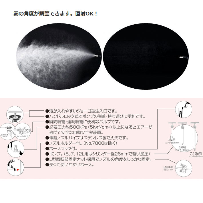 噴霧器5L用No7560 2頭式伸縮ノズル付 ( 手動 ノズル 噴霧器 手動式 蓄圧式 除草剤 雑草対策 農薬散布 除草 散布機 除草剤散布 蓄圧式噴霧器 園芸用品 ガーデニング ガーデニング用品 農作業 便利 グッズ 農機具 農業資材 )