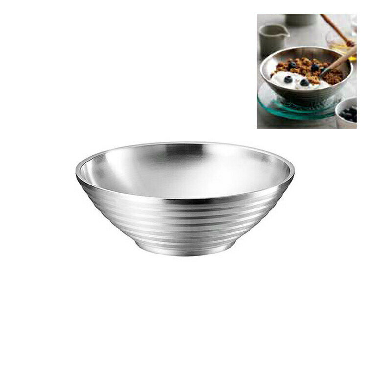 11/27までポイント2倍 2重構造で温度をキープ DONBLI（ドンブリ）ボウル 18cm ( プレゼント ステンレス 食器 保冷 業務用 保温 燕三条 丼ぶり 割れない 18-8ステンレス ラーメン うどん 冷めにくい どんぶり 鉢 シンプル 丼 器 おしゃれ 碗 中空2重構造 食洗機可 )