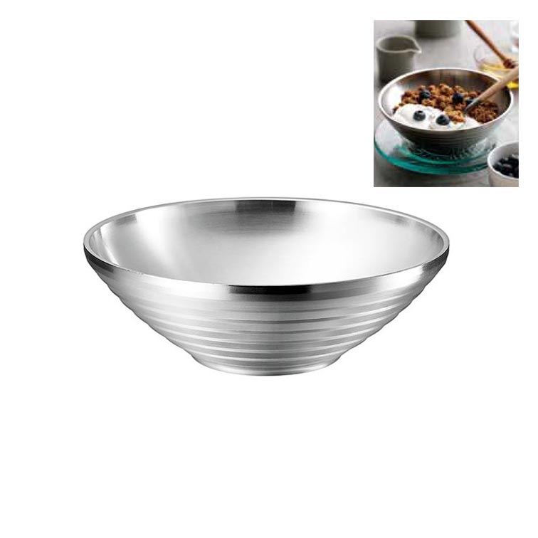 Rakuten - 2重構造で温度をキープ DONBLI（ドンブリ）ボウル 22cm ( プレゼント ステンレス 食器 保冷 業務用 保温 燕三条 丼ぶり 割れない 18-8ステンレス ラーメン うどん 冷めにくい どんぶり 鉢 シンプル 丼 器 おしゃれ 碗 中空2重構造 食洗機可 )