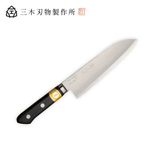 三木刃物製作所 V1号口金付ステンレスDPゴールド M104三徳庖丁170 ( 日本製 包丁 キッチン ナイフ 切れ 調理 器具 木柄 ギフト プレゼント ラッピング 祝い 新生活 送料無料 贈り物 プレゼント 両刃 万能 三徳 さんとく ステンレス 敬老の日 )
