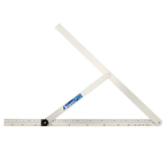 ☆☆商品仕様☆☆ ●本体材質：アルミ ●ネジ材質：真鍮 ☆☆ここに注目☆☆ ▼溶接の角度確認に便利 ▼左右対象の合わせが簡単 ▼筋交い付でしっかり固定。作業中にも角度調整可能 ▼アルミ製で軽く、作業効率もUP ▼竿が厚く、マルノコガイド定規としても使えます ▼竿は左右のどちらにも動くので左右対称の位置合わせが簡単 ▼角度目盛りは1°ピッチ（20〜120°）勾配目盛りは1寸ピッチ（平勾配、返し勾配0〜10）です ☆☆用途☆☆ ●屋根勾配などの任意角度の写しやケガキ作業に ●勾配を測りそのまま丸ノコガイド定規として ●目盛りつきは長さの測定に