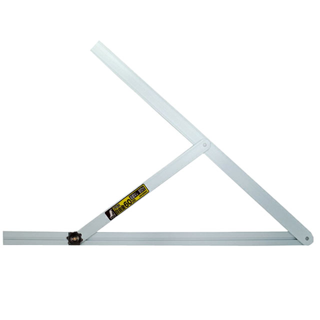 ☆☆商品仕様☆☆ ●本体材質：アルミ ●ネジ材質：真鍮 ☆☆ここに注目☆☆ ▼溶接の角度確認に便利 ▼左右対象の合わせが簡単 ▼筋交い付でしっかり固定。作業中にも角度調整可能 ▼アルミ製で軽く、作業効率もUP ▼竿が厚く、マルノコガイド定規としても使えます ▼竿は左右のどちらにも動くので左右対称の位置合わせが簡単 ▼角度目盛りは1°ピッチ（20〜120°）勾配目盛りは1寸ピッチ（平勾配、返し勾配0〜10）です ☆☆用途☆☆ ●屋根勾配などの任意角度の写しやケガキ作業に ●勾配を測りそのまま丸ノコガイド定規として ●目盛りつきは長さの測定に　