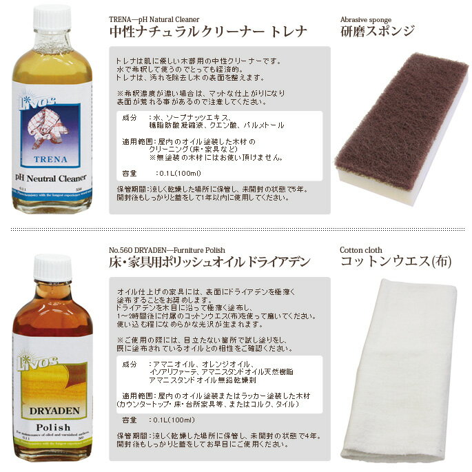 自然塗料ウッドメンテナンスセット リボスケアセット Livos Care set 588-18 オイル塗装 オイル仕上げ 無垢材 ドイツ製 家具 テーブル 机 床 フローリング 傷 汚れ お手入れ 研磨 クリーナー リペア 補修 木製 アンティーク レトロ