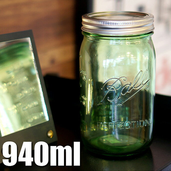 【Ball メイソンジャー】MADE IN USA！BALL 32oz WD MOUTH GREEN（ボール32オンスワイドマウスグリーン） BL-69100 BALL社 ガラス瓶・容器・保存瓶 /ボール Mason jar アメリカ 正規品のサムネイル