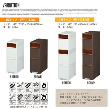 ゴミ箱 分別スイングステーションワイド木目調パネル 2段 BWP-11BSWS 35リットル 2カラー（ナチュラル・ブラウン）