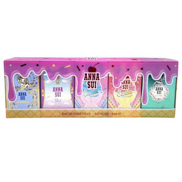 アナスイ（ANNA SUI） アナスイ ANNA SUI ミニ香水セット コンパクト 各5ml×5個 ANNA SUI レディース 香水 フレグランス ギフト プレゼント 誕生日（スカイ ・ファンタジア・サンデーピンク・サンデーイエロー・シークレットウィッシュ）